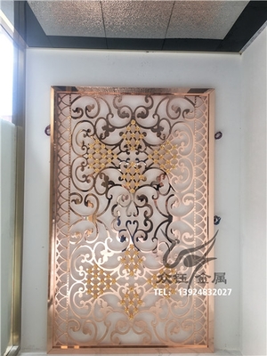 【鋁板雕花屏風隔斷 玫瑰雕花+方體K金鑲花】價格_廠家_批發_參數_圖片_屏風欄目